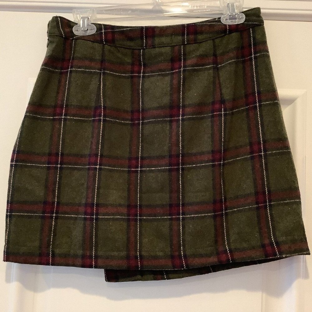 Vestique  Mini Skirt Size Large Green Plaid NEW With Tags Academia School Y2K